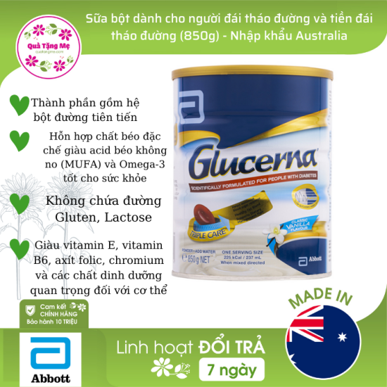 Sữa dành cho người tiểu đường glucerna 850g nội địa úc - date xa - xả kho - ảnh sản phẩm 1