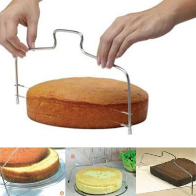 【⊕Good quality⊕】 congbiwu03033736 เครื่องหั่นเค้กแบบ Diy เส้นคู่สแตนเลสโค้งงอได้อุปกรณ์ตัดเค้กโลหะอุปกรณ์อบแม่พิมพ์ประดับเครื่องมือทำอาหารในครัว