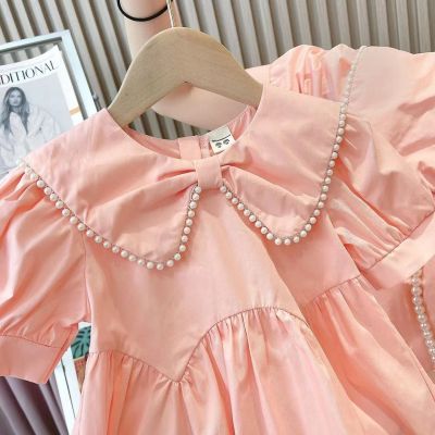 【Ready】🌈 Childrens rent-ild ms dress 23 summer new and medium-sized rls an versn of pearl pure prcess