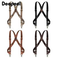 Deepepeel สายเอี๊ยมสำหรับผู้ชาย3.5X125cm 1ชิ้น,สายเอี๊ยมดึงกางเกงทรง X กว้างยืดได้ตะขอแบบโค้งงอสายรัดแบบหนีบ2กระจับป้องกันอวัยวะเพศ