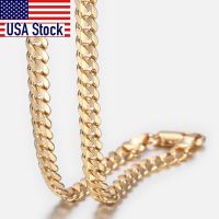 Trendsmax Mens Cuban Link Chain Necklace Gold Color  Chain Necklace Gift For Men Hiphop Wholesale Jewelry 4.5mm 50cm 60cm GN438 Fashion Chain Necklac