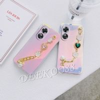 สำหรับ OPPOA38 OPPO 4G A38 2023ใหม่เคสนิ่มสีม่วงมีสีสันสดใสฝาหลังสมาร์ทโฟนพร้อมโซ่เพชรแห่งความรัก