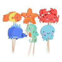 24pcs Toppers Under the Sea Flags Boy Baby Shower Theme Birthday Decorations