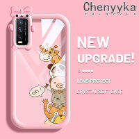 เคส Chenyyka สำหรับ VIVO Y20 Y20i Y20s Y12s Y20 2021 Y11s Y12A Y20T Y20S เมตร Y20S เคสกระแสแฟชั่นแบรนด์มีโบว์สีรูปสัตว์นิ่มน่ารักเคส Tpu ใสกรอบสีเคสกันกระแทกกล้อง