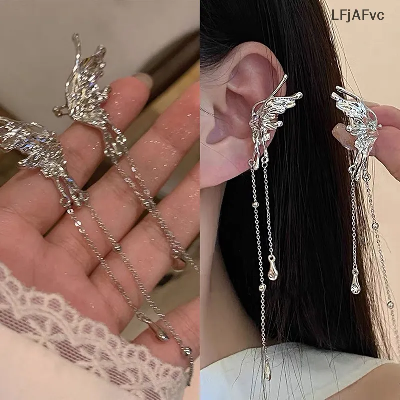 Wing Ear Cuff Long Chain Earrings for Women Angel Winged 