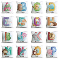 English alphabet Cute cartoon animals Design Cushion Cover Pillow Case Sofa Pillow Cover(45 cm x 45 cm)