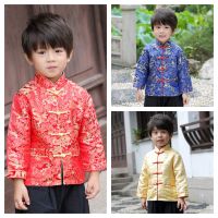 แขนยาวมังกรรูปเด็กผู้ชายเสื้อคลุมถางตรุษจีน CNY แบบดั้งเดิม Hanfu Baju Raya Cina