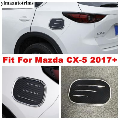 ถังน้ำมันดีเซลสำหรับ Mazda Cx5 2017-2022น้ำมันเบนซินรถยนต์เครื่องบรรจุน้ำมันขอบฝาปิดอุปกรณ์ตกแต่งคาร์บอนไฟเบอร์ตกแต่งภายนอก