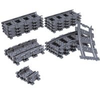 City Train Tracks Curved Cross Straight Track Left Bifurcation MOC Building Blocks Gifts Toys For Kids City Trains Brick