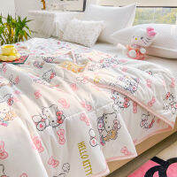 180X200Cm Sanrio Heltty ฤดูร้อนผ้าห่มเย็นสาวการ์ตูนอะนิเมะผ้าห่มเตียงเดี่ยวเจ้าหญิงลม200X230Cm ผ้าห่มคู่