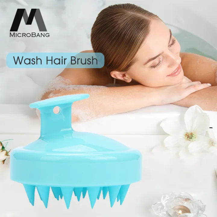 MicroBang Hair Wash Brush Hair Scalp Massage Brush Silicone Head Anti