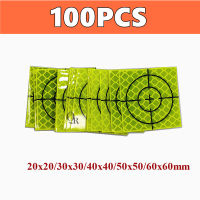 100Pcs แผ่นสะท้อนแสงสำหรับ Total Station Survey Geography Fluorescent Green แผ่นสติกเกอร์สะท้อนแสง2030405060Mm R