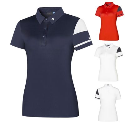 J.LINDEBERG Castelbajac W.ANGLE ANEW TaylorMade1 PING1✸  New summer golf short-sleeved womens outdoor POLO shirt breathable slim golf jersey style