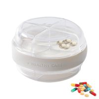 Pill Case Round Small Pill Box Mini Compact Travel Pill Container Double-Layer 4 Compartment Daily Mini Pill Case Holder For