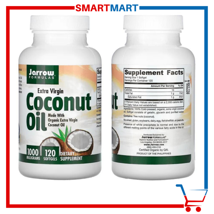 Jarrow Formulas Coconut Oil Extra Virgin 1000 mg 120 Softgels Lazada PH