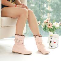 2022 new Women Boots Fashion Autumn Sweet Shoes Woman PU Leather Casual Buckle Lace Vintage Ankle Boots woman size 34-44 k632