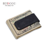 Slim Magnetic Money Clip Genuine Leather Business Card Holder for Men