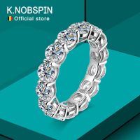 BNHMJUYHGT Knobspin แหวนเพชรโมอิส7ct 5มม. สีเงิน925ชุบด้วยแหวนแต่งงานสีขาวแหวนหมั้นสำหรับสตรี