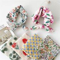 【CC】๑✹℗  Small 58cm Floral Cotton Scarf Headscarf Shawls Neckerchief Neck Scarves