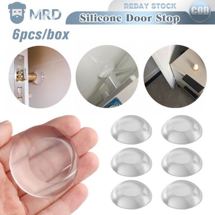 6pcs Round Silicone Door Stopper Transparent Protector Wall Door Handle Bumper Guard Stopper