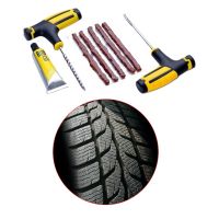 Car Vacuum Tire Puncture Repair Tool Patch Fix PlugTubeless with 5 Rubber Strips for Motorcycle Van Emergency Tire Repair ToolsTires  Tubes