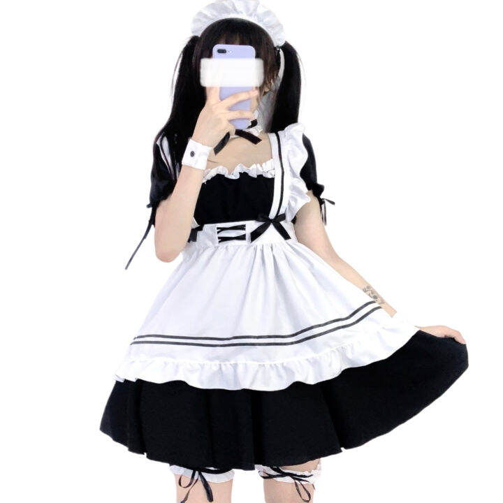 2023-แม่บ้านสาวโทนสีอ่อนใหม่-lolita-ชุดเดรสสีดำ-สาวโทนสีอ่อน-cosplay-ชุดแม่บ้าน