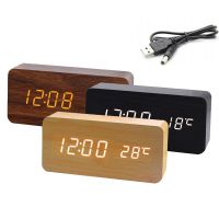 【YF】▤❄❣  Alarm Multicolor Sound Desktop Table Digital Clocks Thermometer USB Wood Despertador staande klok