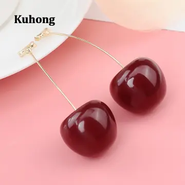 Accessories for Women Red Cherry Earrings for Women Fruit Statement Dangle  Earring Wedding Party Korean Jewelry
