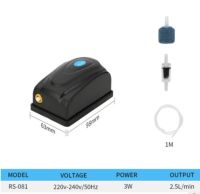 ปั๊มลมอควาเรียม3W 5W อุปกรณ์ปลาเครื่องสูบเติมอากาศขนาดเล็กปั๊มออกซิเจนอควาเรียมหลุมเดียวคู่เงียบและใช้งานได้จริง RS 081 Set _ EU Plug