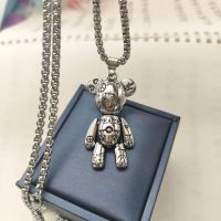 Fashion Simple Movable Bear Pendant Titanium Steel Necklace Men and Women Hip Hop Couple Sweater Chain Bracelet Earring Jewelry Fashion Chain Necklace