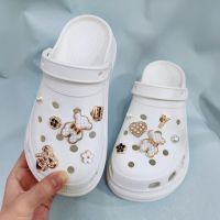 same hole shoes accessories removable white bear bowknot suit shoe buckle