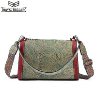 Royal Bagger ใหม่แฟชั่น Crossbody กระเป๋าสำหรับสตรีหนังวัวแท้ Vintage Serpentine Girl กระเป๋าสะพายมัลติฟังก์ชั่ Elegant กระเป๋าถือสุภาพสตรี