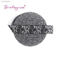 ✢▥ BRISTLEGRASS 2 5 10 Yard 5/8 15mm Black Lace Print FOE Fold Over Elastic Spandex Satin Band Hair Tie Headband Dress Sewing Trim