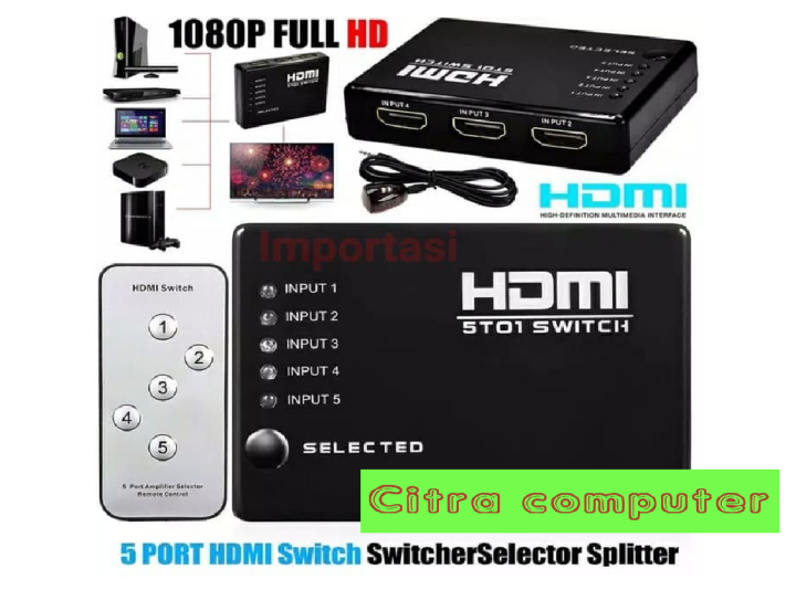 Hdmi switch 5 port + remot | Lazada Indonesia
