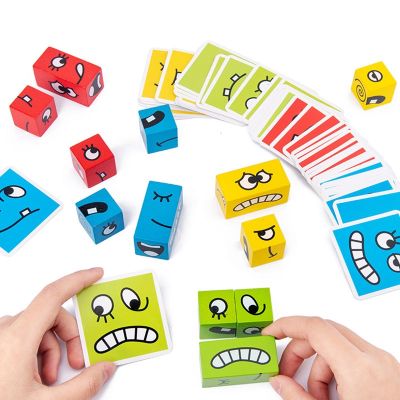 ♨▣☄ Face Change Cube Building Blocks Toys Montessori Expression Early Learning Educational Puzzle Match Game Toy For Children Gifts