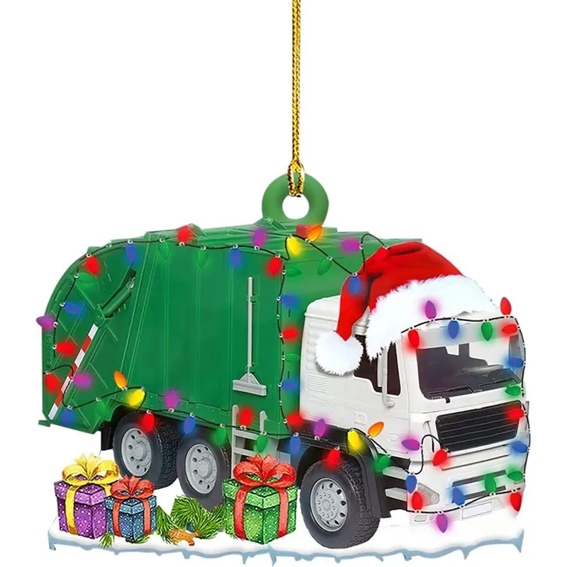 Weihnachtsbaumschmuck Monster Truck Anhänger, Weihnachtsbaumschmuck hängend,  2D Acryl Baustelle Auto Weihnachtsanhänger, DIY Weihnachtsdekoration  Anhänger, Weihnachten