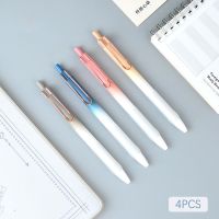 4ชิ้น/ชุดปากกาเจลแบบกดหมึกดำไล่ระดับสีเซนต์ปลายปากกามีขนาด0.5มม. พับเก็บได้กดดูดีการสอบของนักเรียนการเขียนที่ใส่ปากกาออฟฟิศ