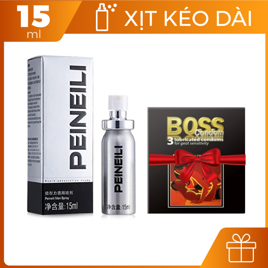 Chai xịt peineili 15ml tặng kèm bao cao su boss 4in1 loại 3s hỗ trợ kéo - ảnh sản phẩm 1