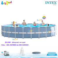 Intex ส่งฟรี ชุดสระปริซึ่มเฟรม 24 ฟุต (7.32x1.32 ม.) เครื่องกรองระบบไส้กรอง รุ่น 28762