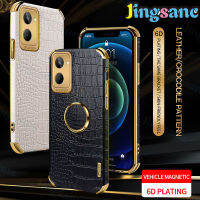 Jingsanc เคสนิ่มสำหรับ Realme 10 4G ซิลิโคน TPU ผิวจระเข้เคสใส่โทรศัพท์พร้อมห่วงแม่เหล็กกรอบด้านหลังป้องกัน