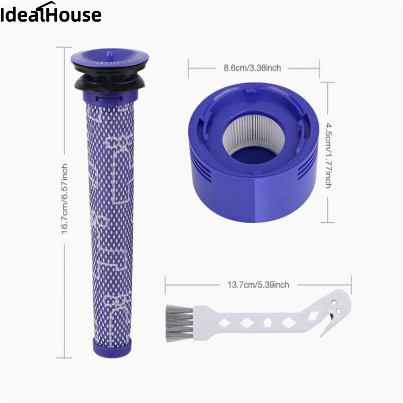 Replacement Filter for Dyson V7 V8 Animal Absolute Motorhead Carbon Fiber  V8+ V7 Absolute V7 Animal Pro Plus Vacuum 1 Pre Filters & 1 Post Filters  for