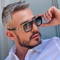 ﺴ❈﹍ Retro Mens Square Sunglasses Brand Designer Mens Ladies Fashion Luxury Classic Big Frame Gradient Driving Sunglasses UV400