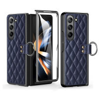 Samsung Galaxy Z Fold5 Leather Case,with Built-in Screen Protector and Finger Ring,Luxury Design Protective Cover for Galaxy Z Fold 5 5G