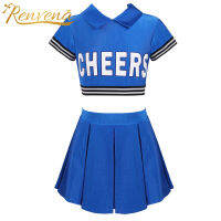 Children Girls Cheerlead Uniforms Sports Clothes Set Short Sleeve Kids Cheerleading Dancewear Cheerleader Costume Dance Outfit