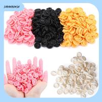 SARAHBOWSH 100/300PCS กันลื่น น้ำยาง เครื่องมือทำเล็บ ถุงมือป้องกันปลายนิ้ว ปลอกนิ้ว ถุงมือยาง เตียงเด็ก