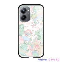 พร้อม Casing Ponsel เคสสำหรับ Realme C33 Realme 10 Realme 10 Pro 5G Realme 10 Pro + 5G C53 Realme Narzo Realme N53 Narzo ดอกไม้สุดหรูเด็กผู้หญิงกันกระแทกหลังกระจกเทมเปอร์เคสใหม่