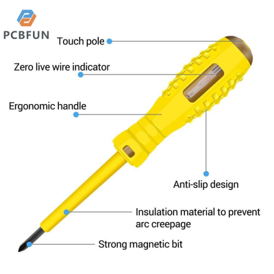 pcbfun ไขควงไฟฟ้า Tester ไขควงไฟฟ้าปากกา Tester Socket Wall AC Power Socket เครื่องตรวจจับแรงดันไฟฟ้า Sensor Tester