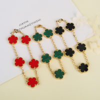 Women Four-leaf Clover Stone celet Five-leaf Flower Natural Shell celet Luxury High Quality Wear Bouton Pression Jewelry