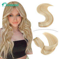 100% Human Hair Weft Straight European Remy Hair Bundles ซาลอนคุณภาพผมเถ้าสีบลอนด์ไฮไลท์สีบลอนด์แพลตตินั่ม 100g / PC