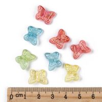 Beadthoven 10-1400pcs Transparent Acrylic Bead Frames AB Color Plated Flower butterfly Mixed Color 18x18.5x4mm Hole: 1.6mm